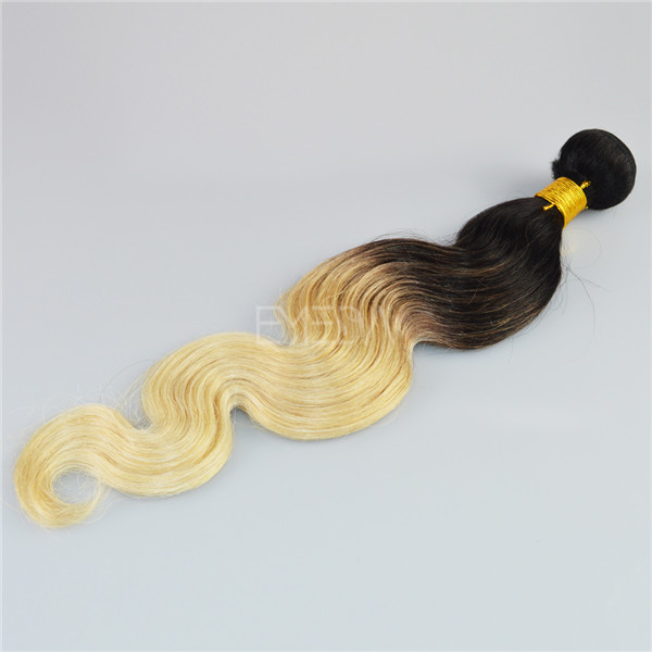 Indian remy human hair 1b 613 two tone hair weft ombre CX019